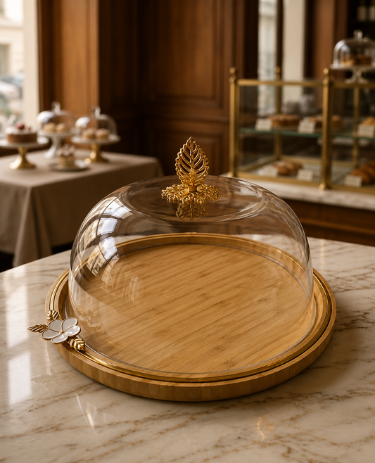 Bamboo Cake Dome with Gold Leaf