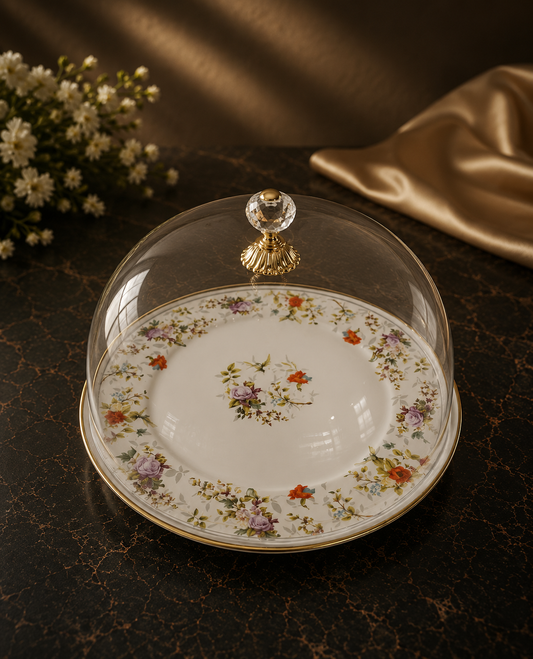 Vintage Floral Acrylic Dome Cake Stand