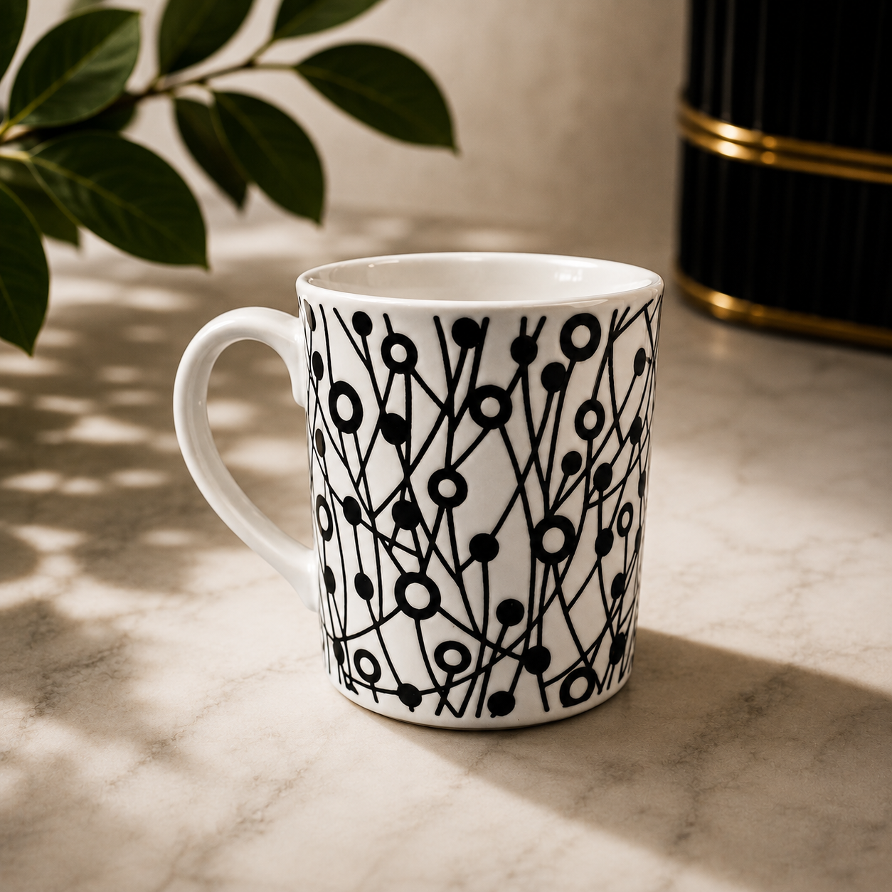 Monochrome Orbit Mug Set (Set of 6)