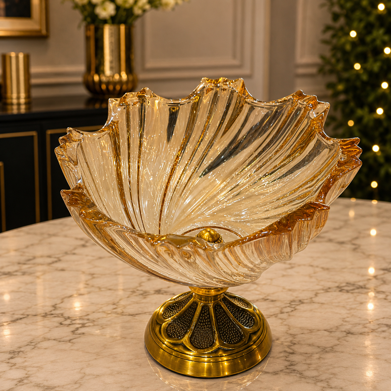 Royal Crystal Gold Pedestal Bowl