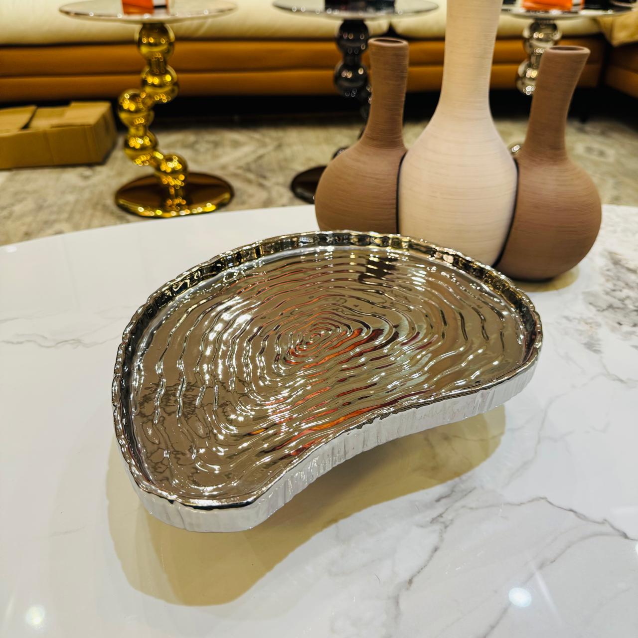 Luna Wave Silver Serving Platter