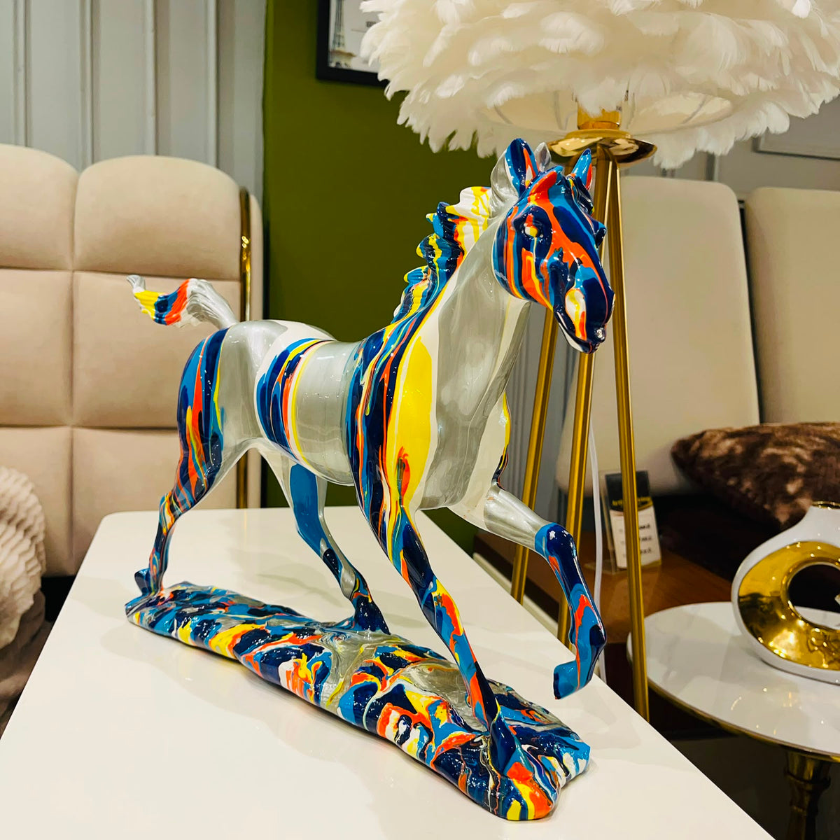 Multicolor Abstract Horse Sculpture