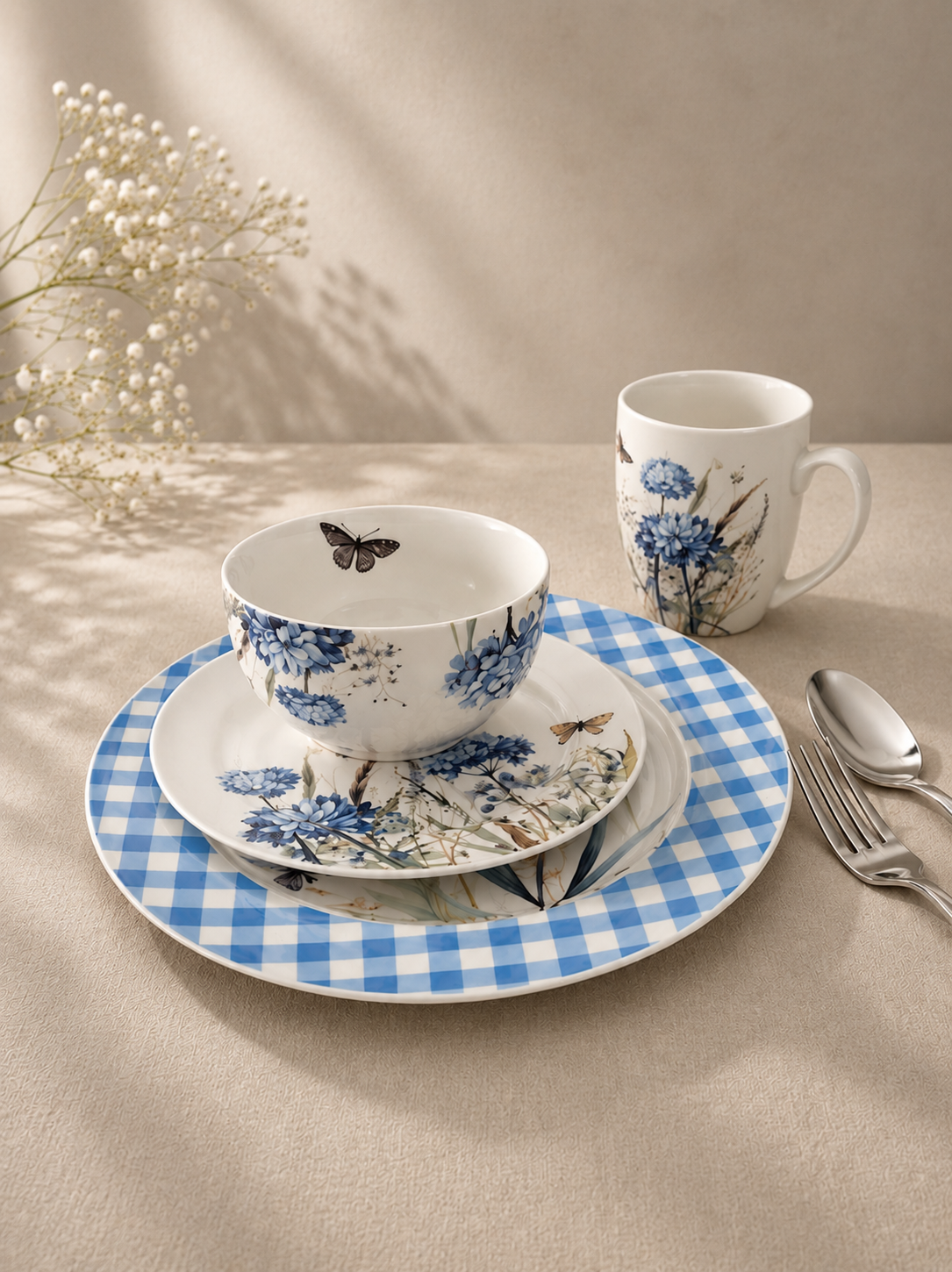 Blue Floral Breakfast Set