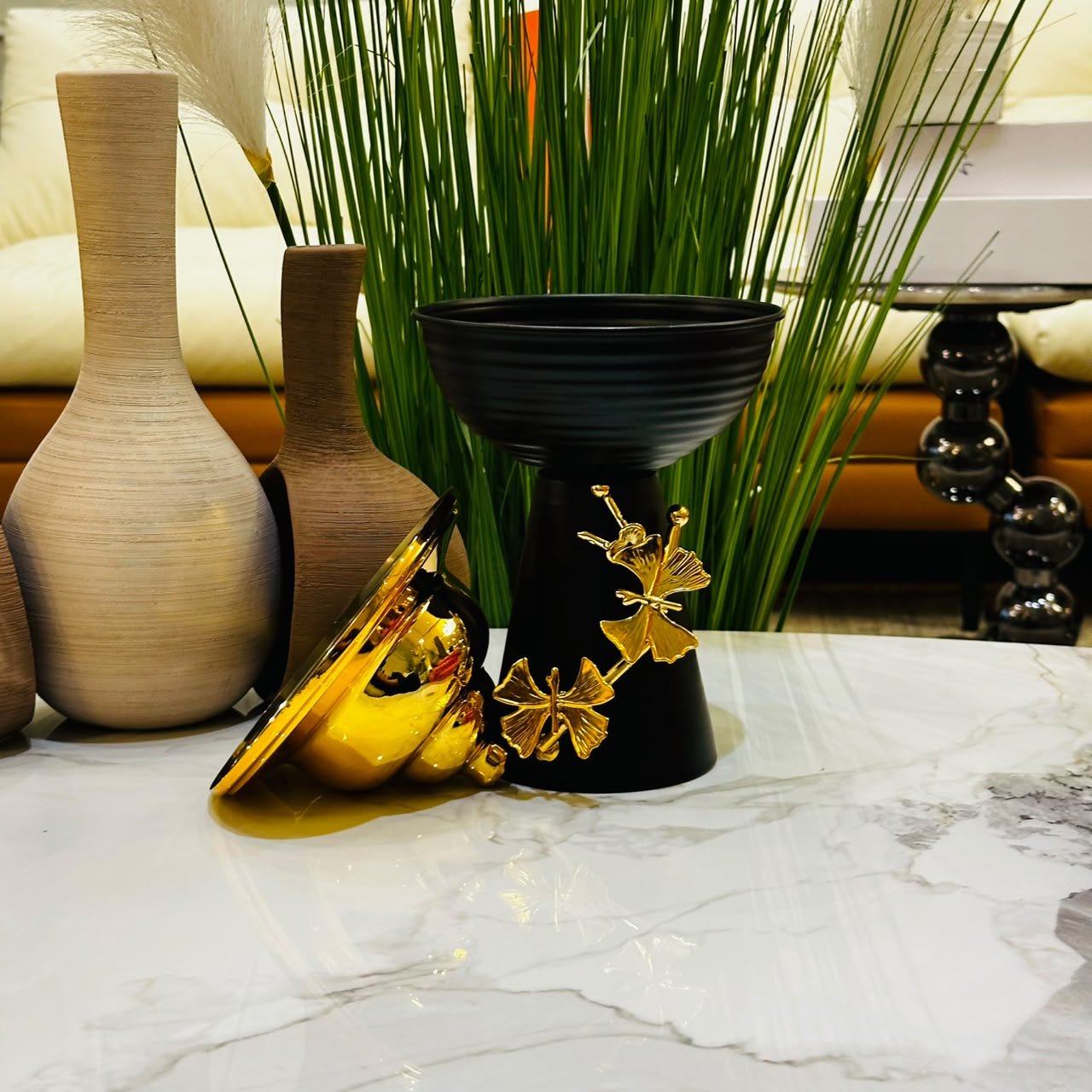 Luxe Noir Gold Decorative Jar