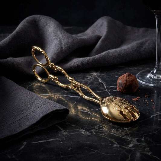 Ornate Gold Salad Scissor Tongs