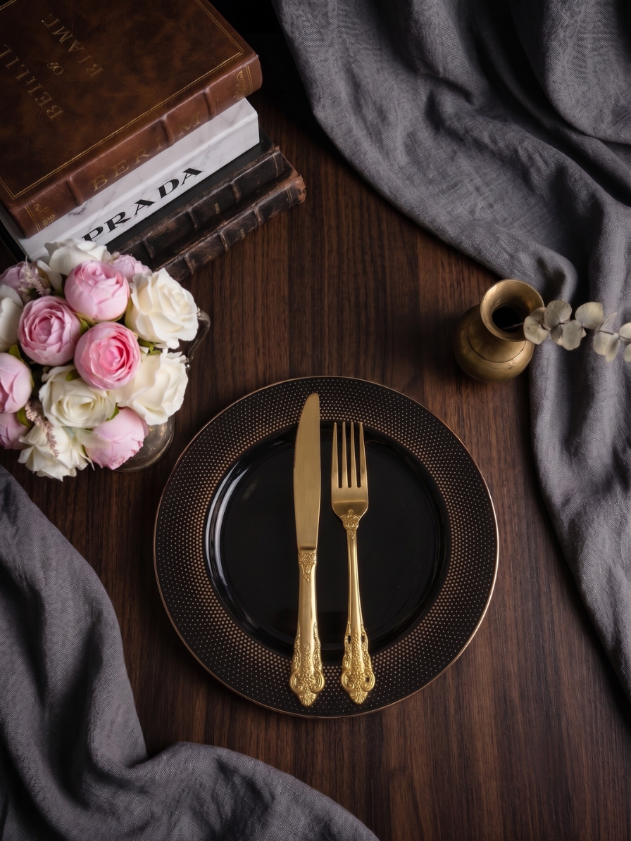Ornate Vintage Gold Cutlery Set