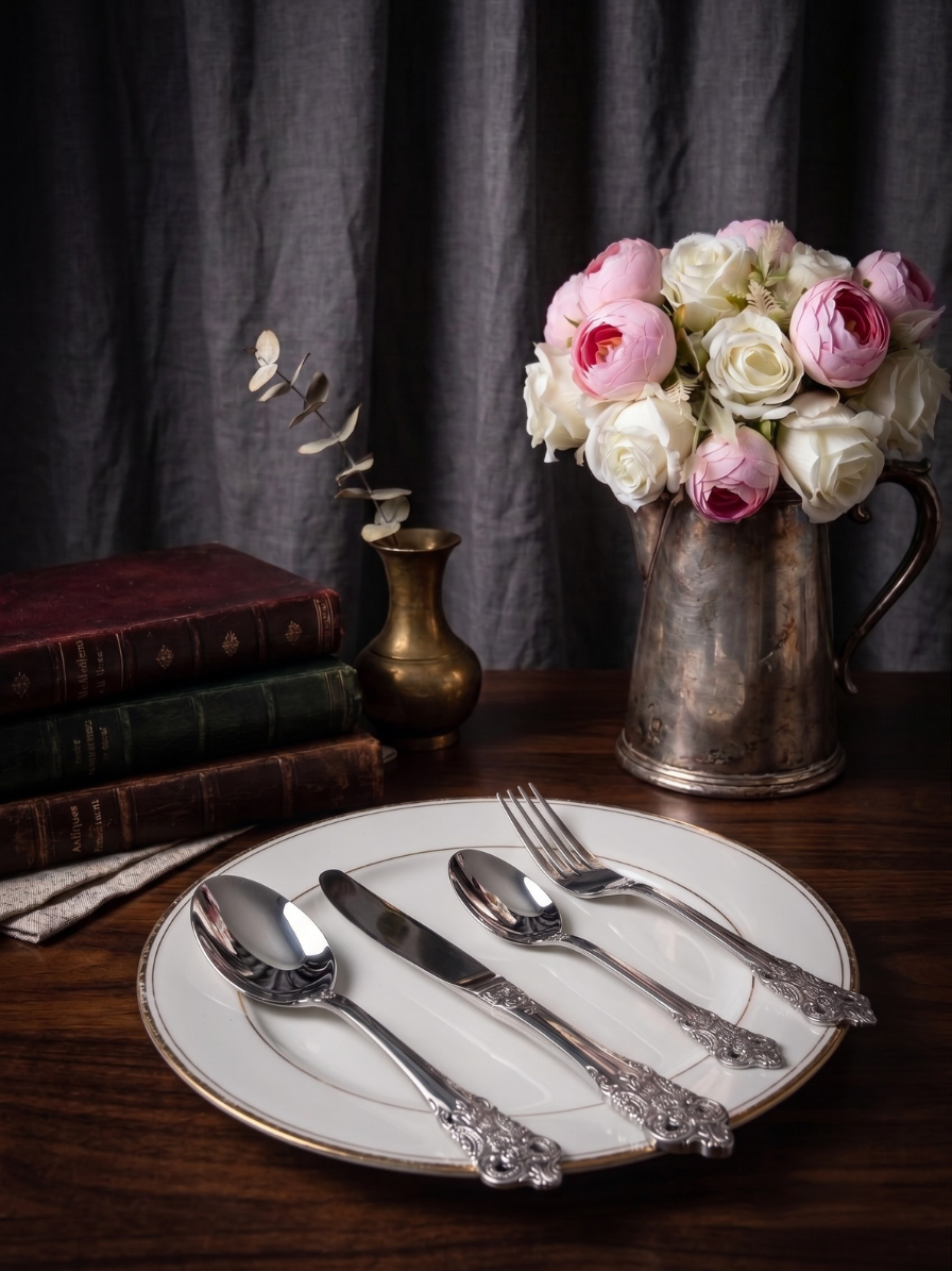 Ornate Vintage Silver Cutlery Set