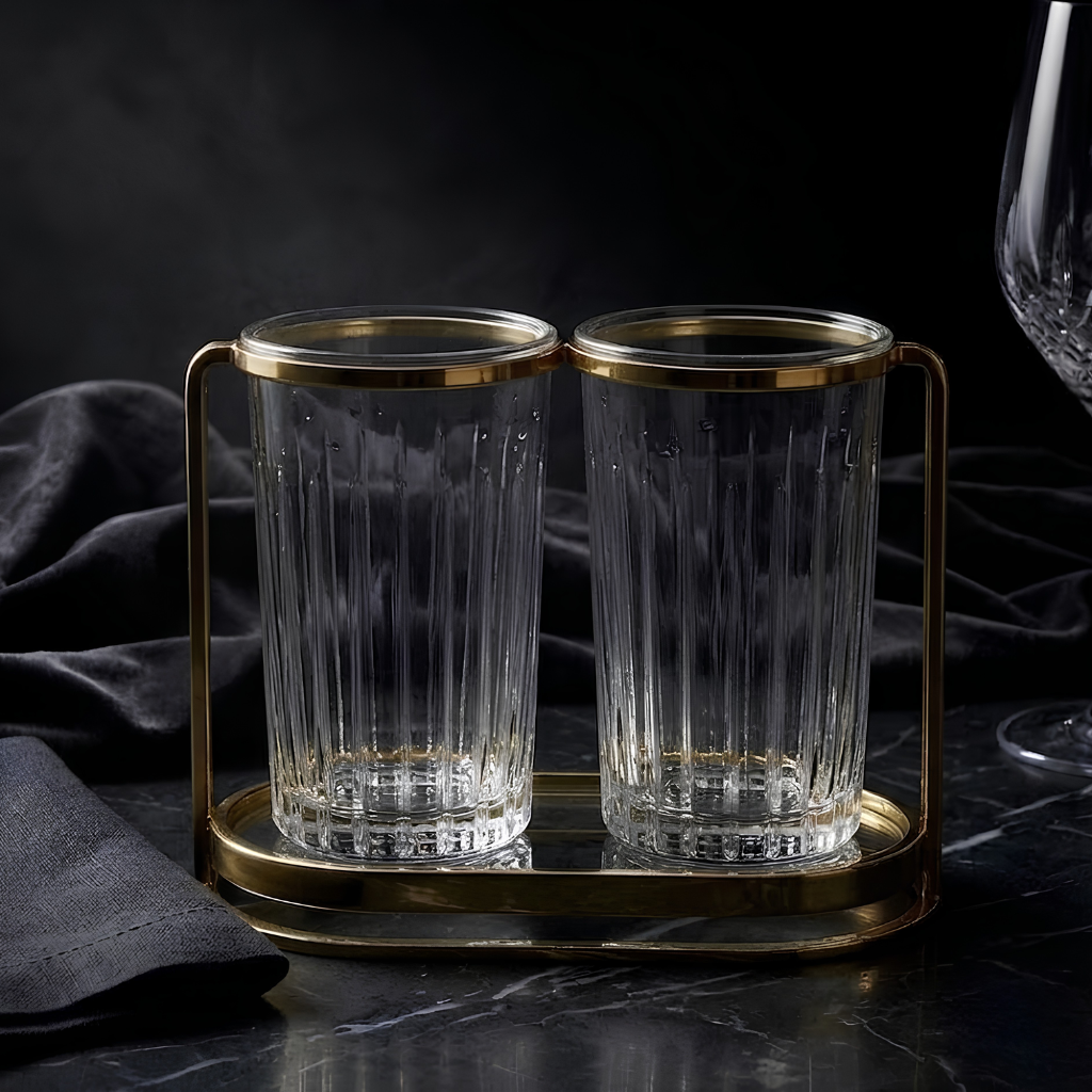 Modern Gold Dual Cutlery Holder Set