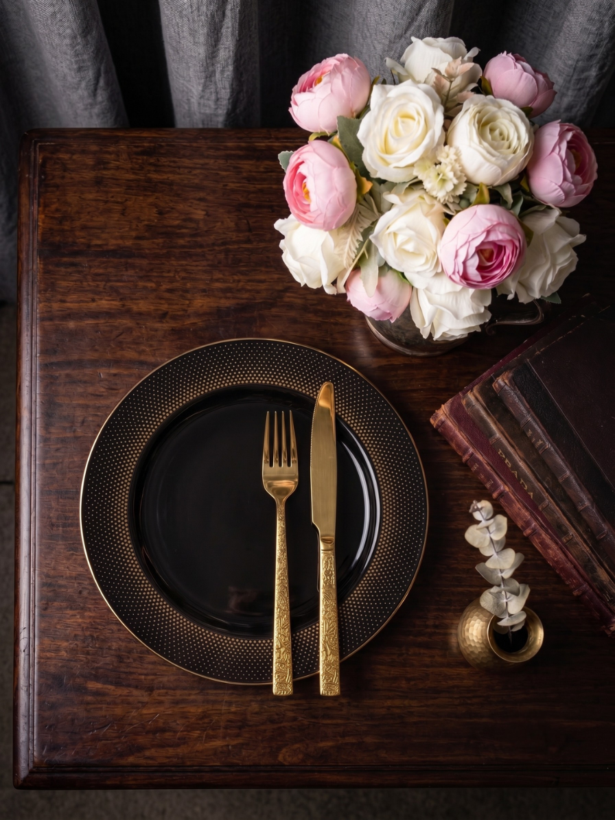 Luxury Engraved Gold Cutlery Set