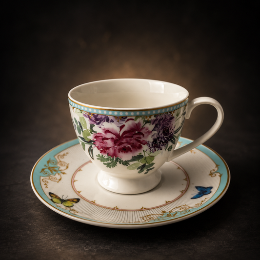 Royal Peony Tea Cup & Saucer Set