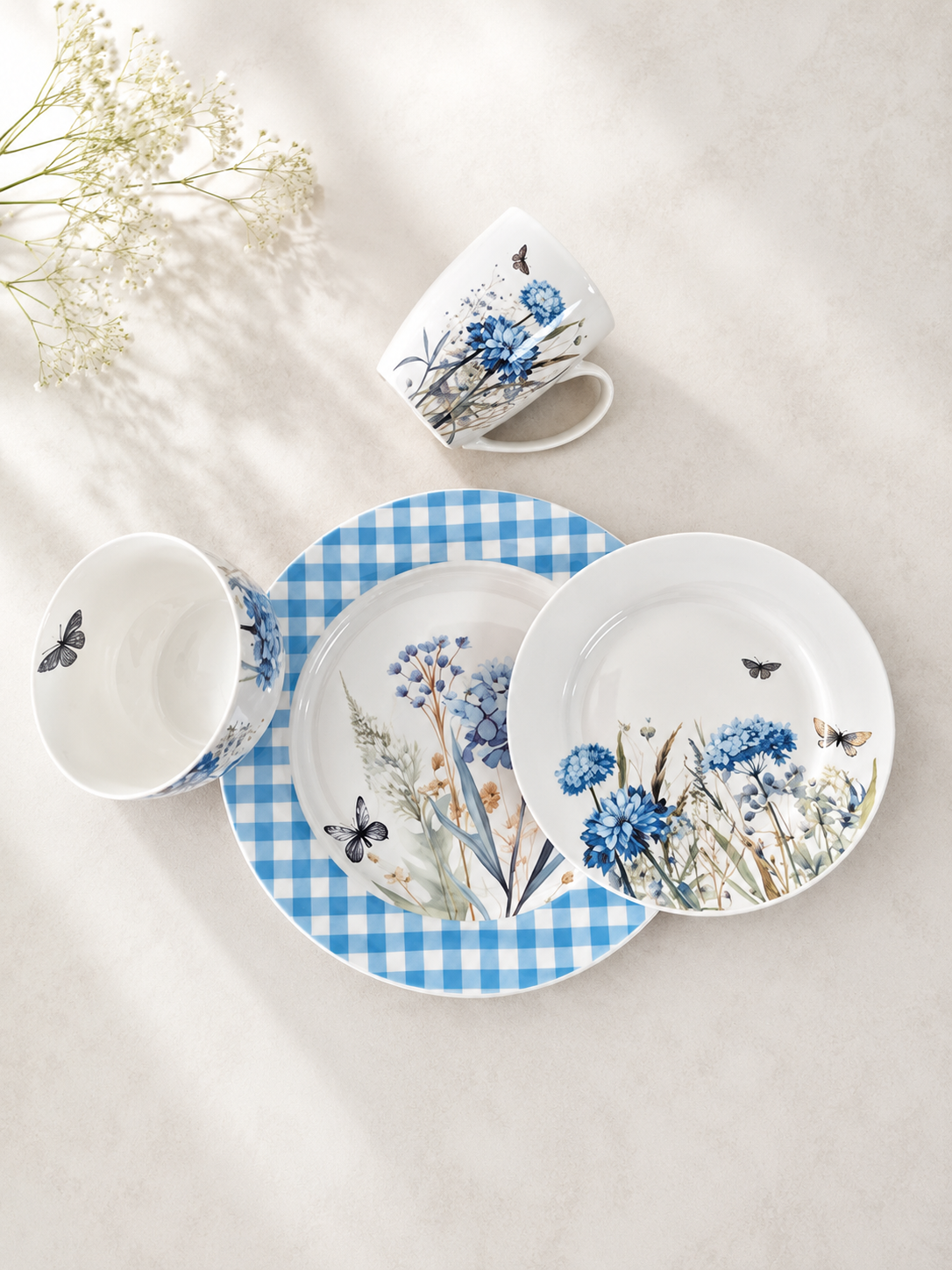Blue Floral Breakfast Set