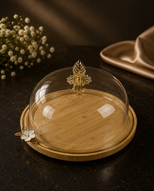 Bamboo Cake Dome with Gold Leaf