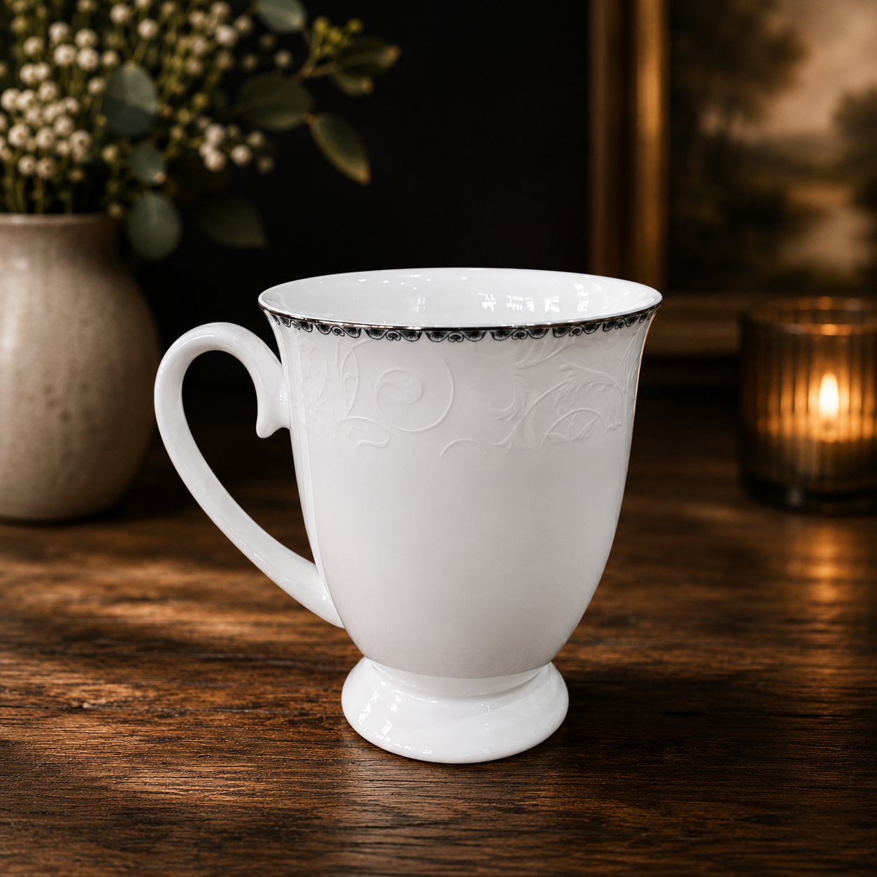 Royal Scroll Fine Porcelain Mug Set (Set of 6)