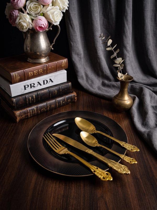 Ornate Vintage Gold Cutlery Set
