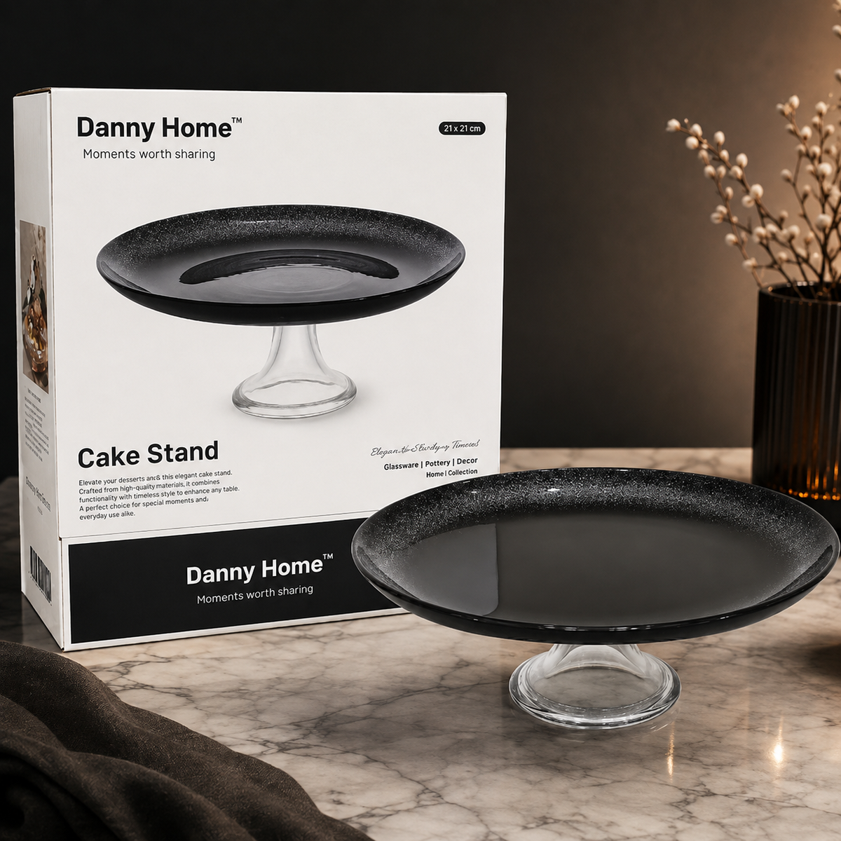 Elegant Crystal Black Cake Stand