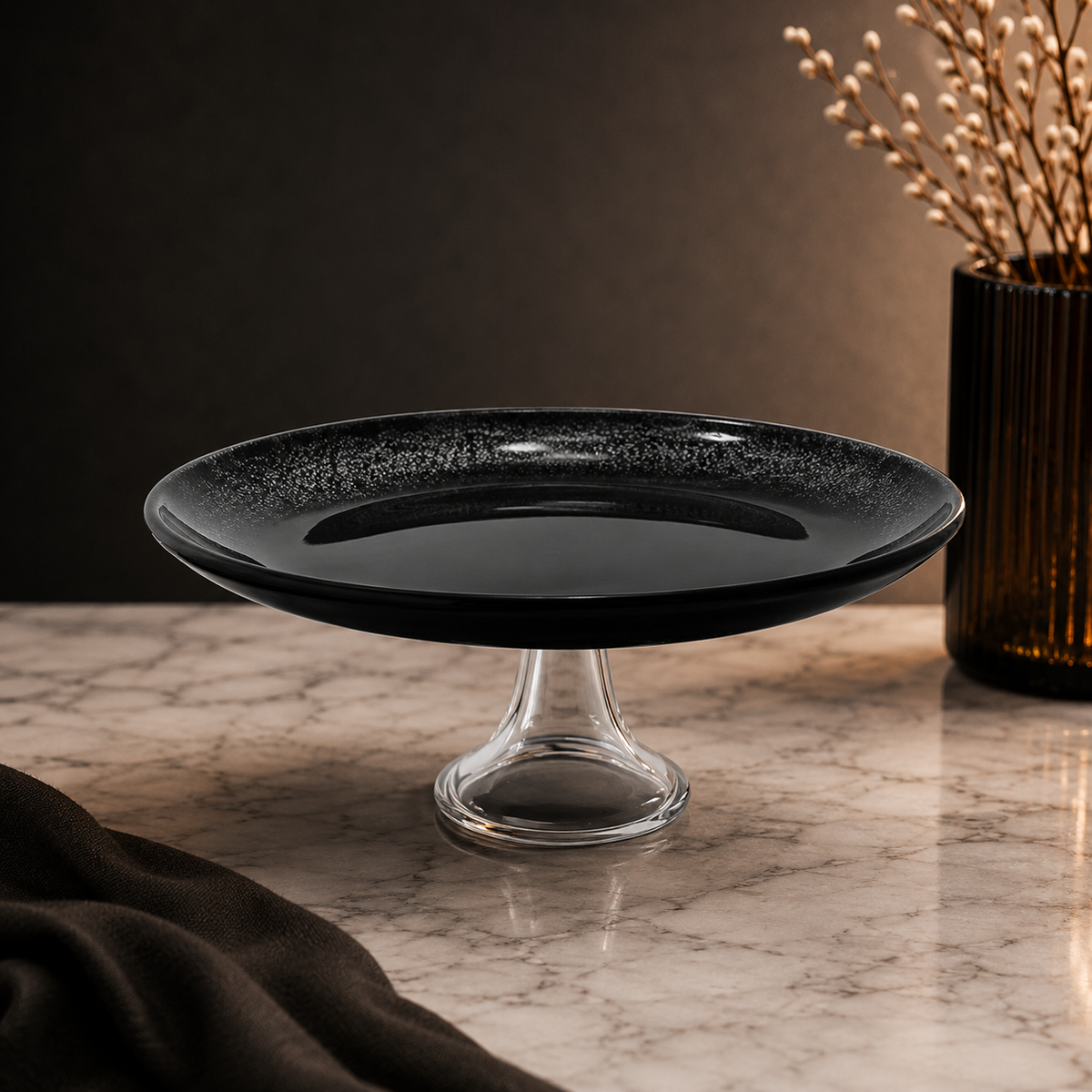 Elegant Crystal Black Cake Stand