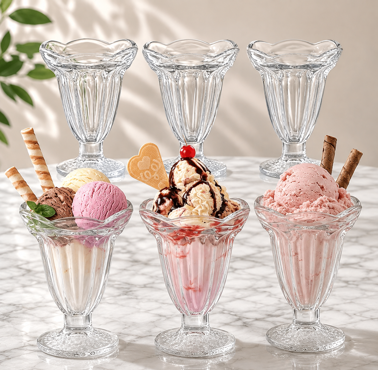 Crystal Fluted Ice Cream Sundae Cups