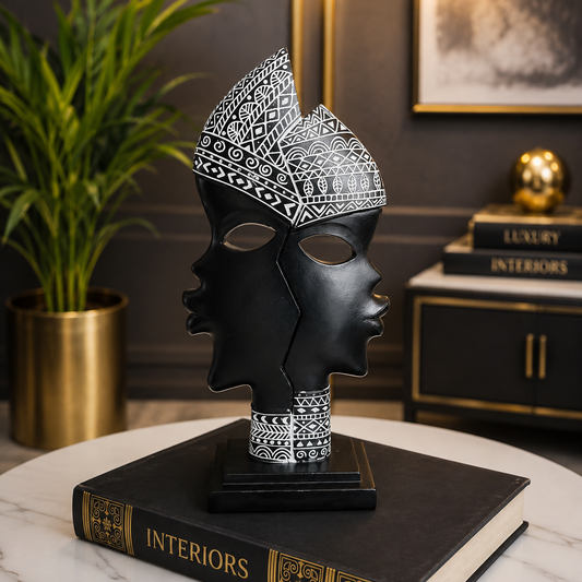 Black & White Tribal Decorative Mask Sculpture