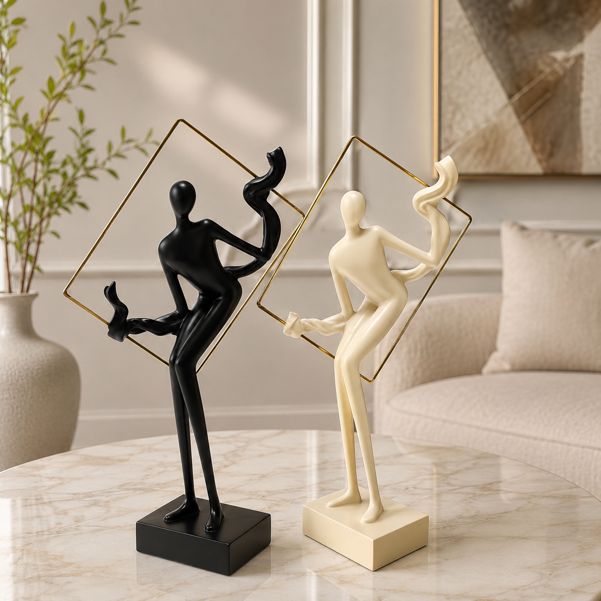 Black & Ivory Figurine Pair