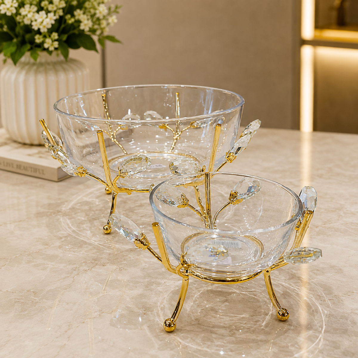 Luxury Crystal Gold Bowl With Stand