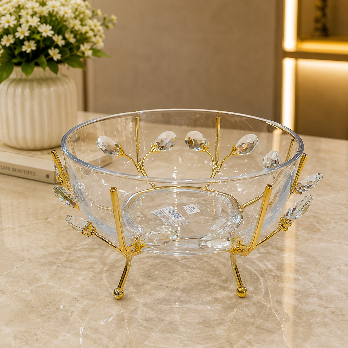 Luxury Crystal Gold Bowl With Stand