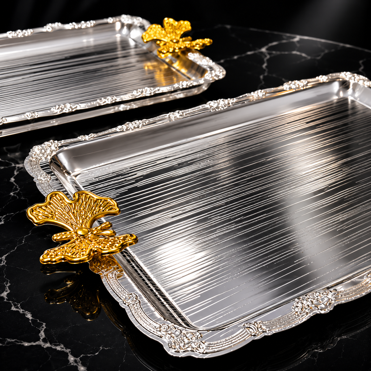 Royal Gold Butterfly Crystal Serving Tray