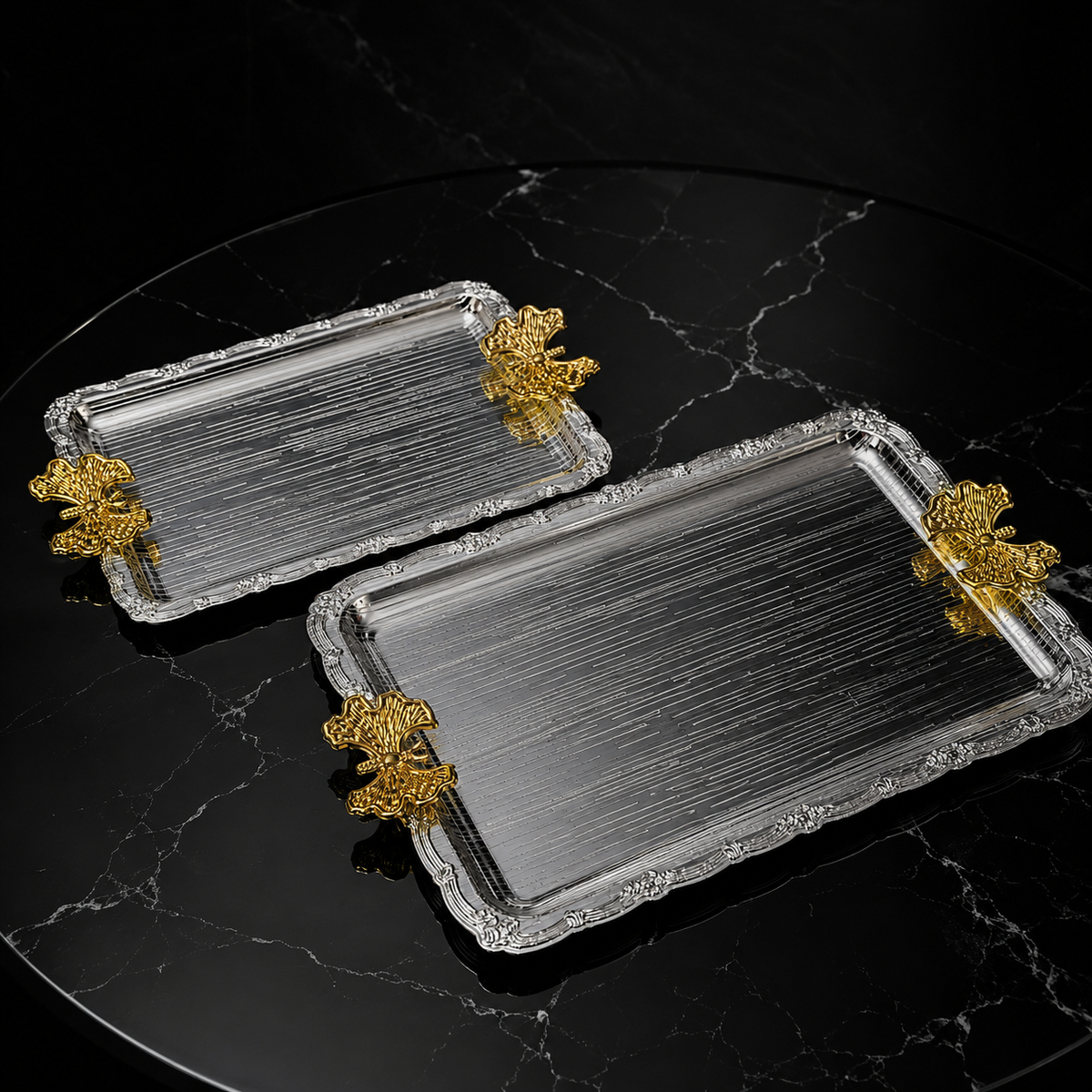 Royal Gold Butterfly Crystal Serving Tray