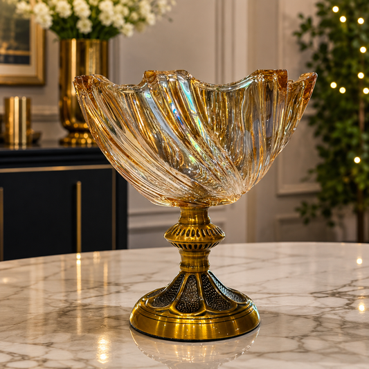 Royal Crystal Gold Pedestal Bowl