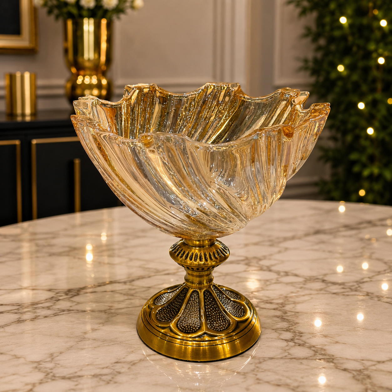 Royal Crystal Gold Pedestal Bowl