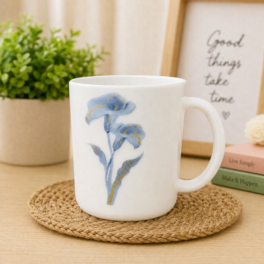 Azure Lily Opal Glass Mug (350ml)