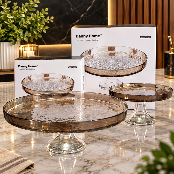 Elegant Hammered Glass Cake Stand & Serving Platter