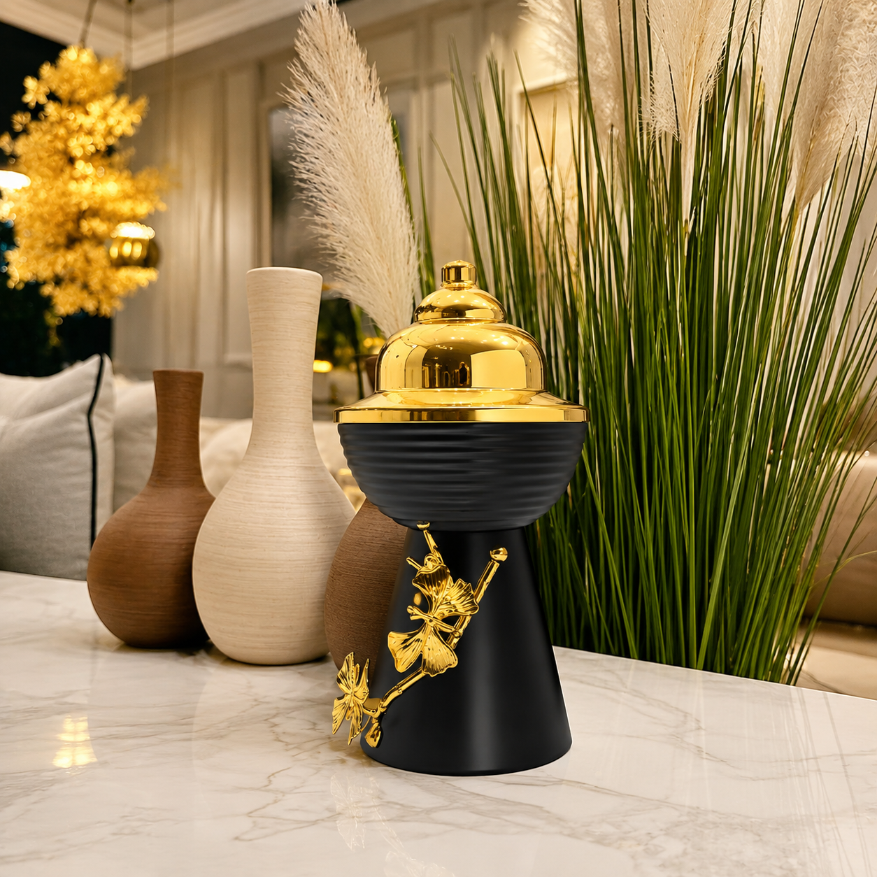 Luxe Noir Gold Decorative Jar