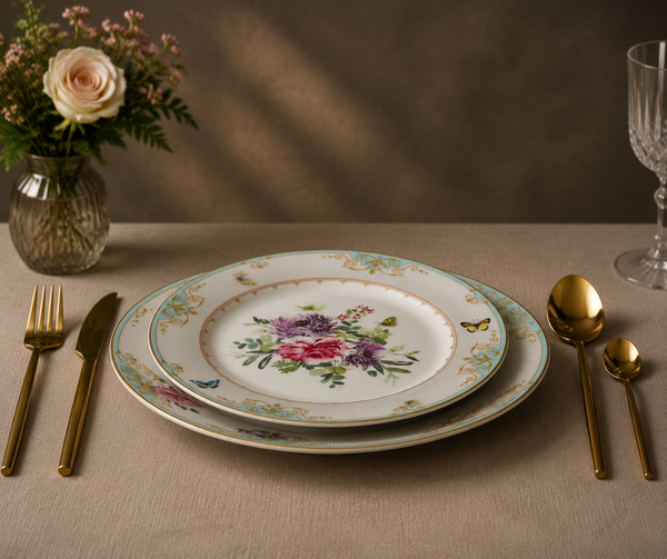 Elegant Floral & Butterfly Breakfast Set