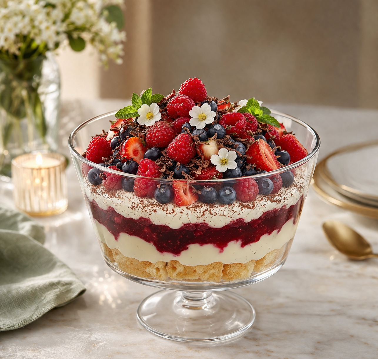 Luxury Footed Crystal Trifle Bowl