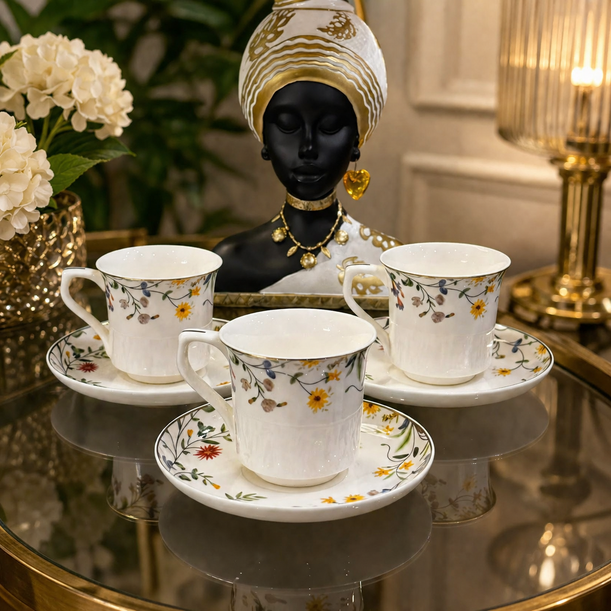 Wildflower Bloom Tea Cup & Saucer Set (Set of 6)