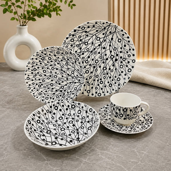 Monochrome Orbit Plate Set 18PC (White House)