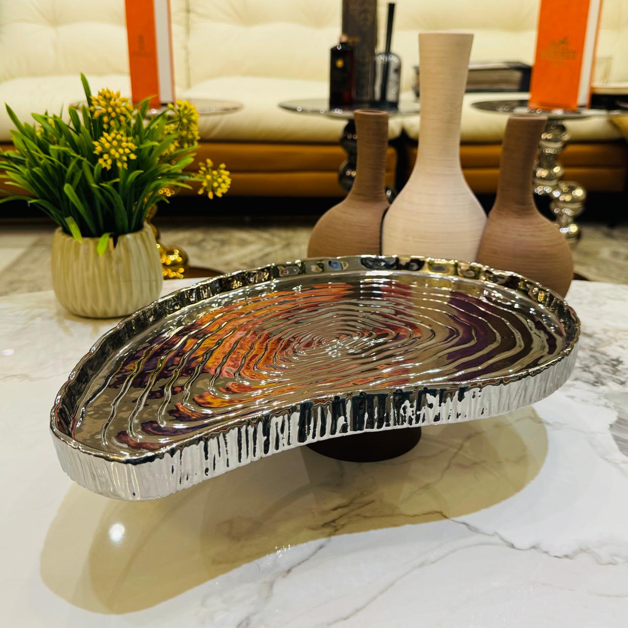 Luna Wave Silver Serving Platter