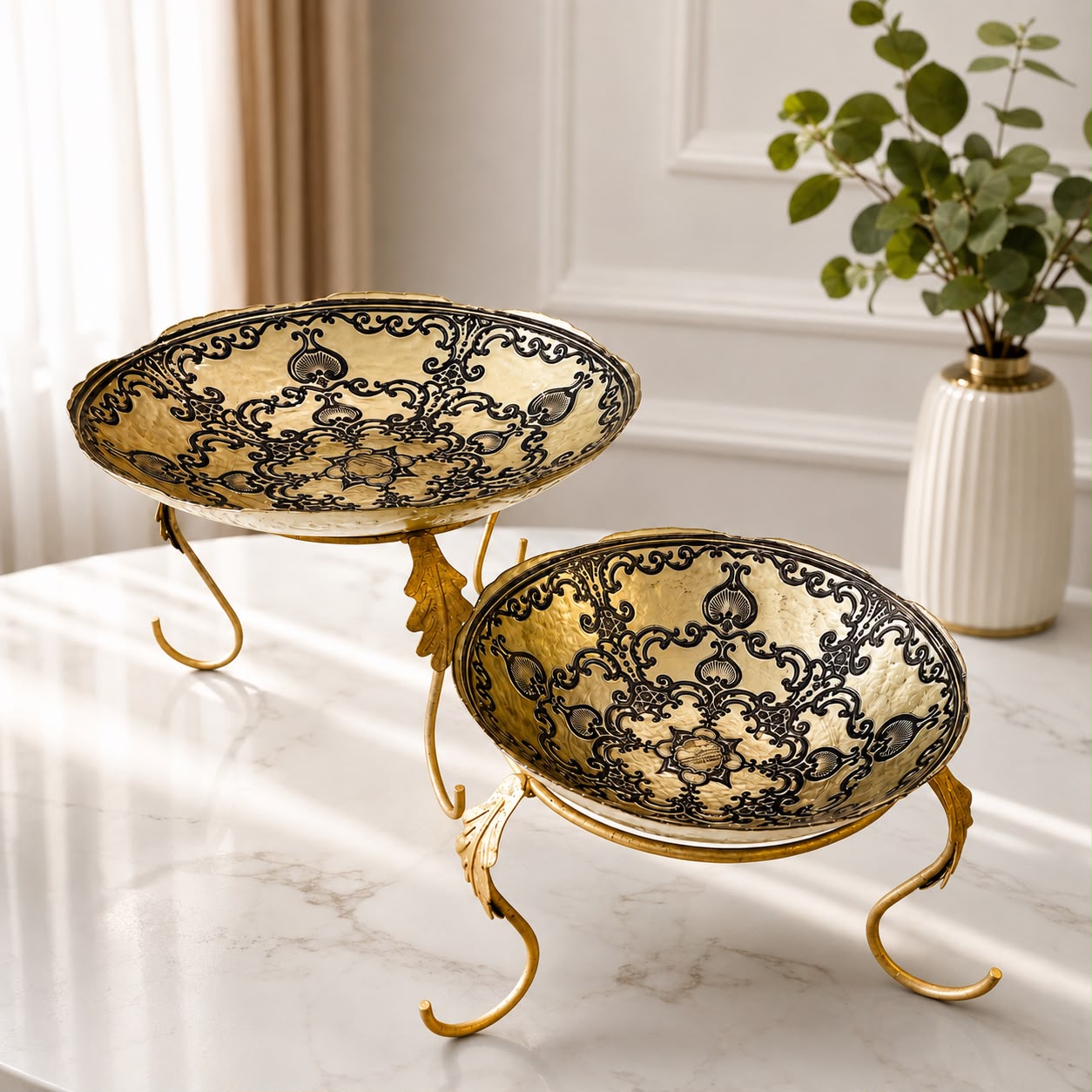Gold Turkish Bowl With Metal Stand