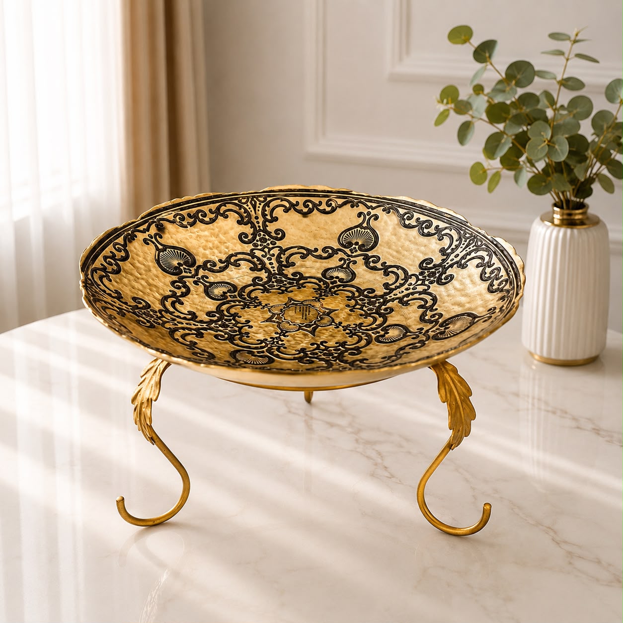 Gold Turkish Bowl With Metal Stand