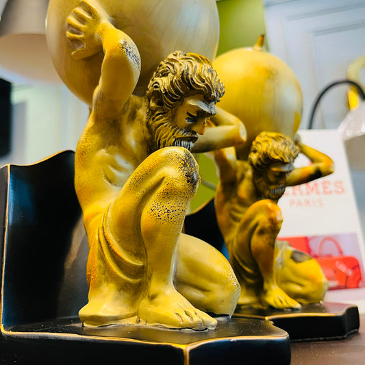 Antique Gold Atlas Titan Sculpture Set