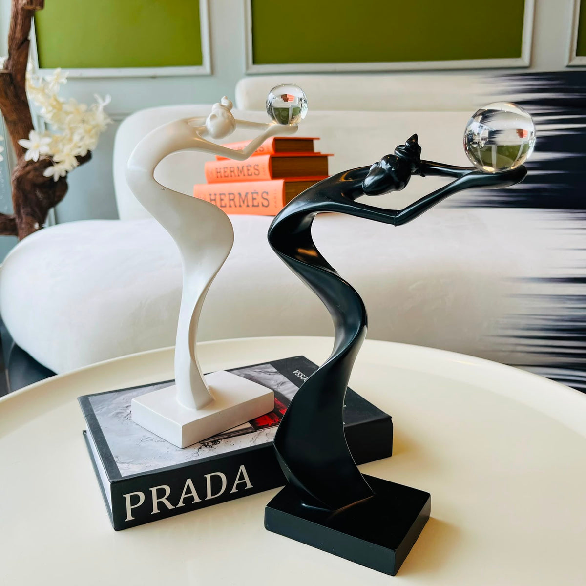 Modern Abstract Dancing Couple Sculpture Set