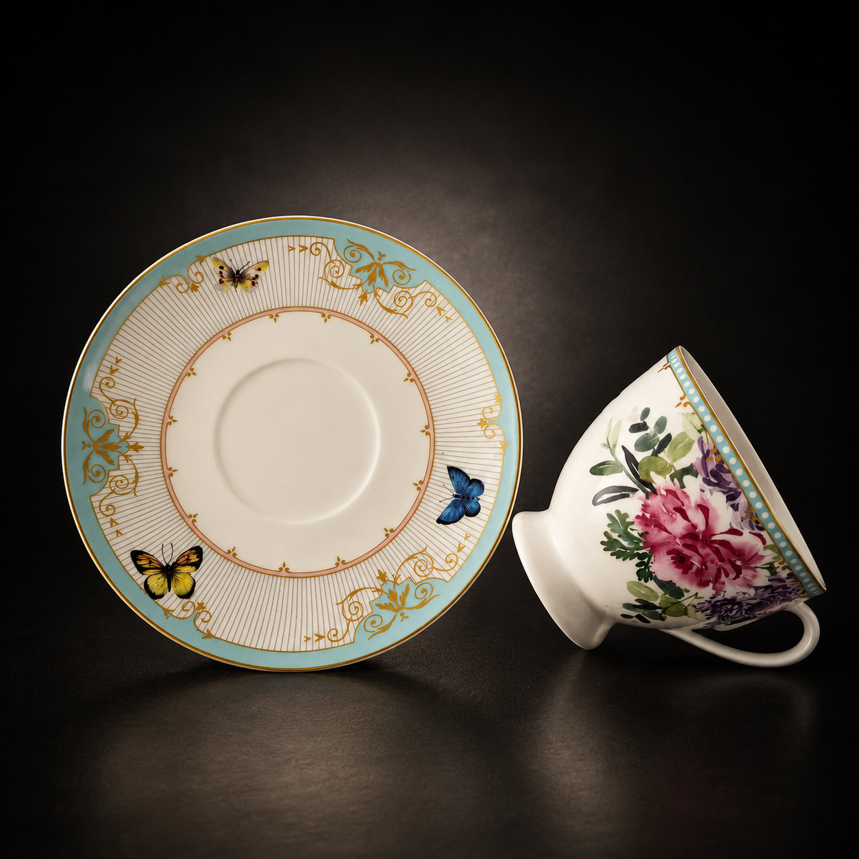 Royal Peony Tea Cup & Saucer Set
